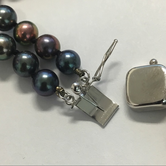 AAA Black Freshwater Pearl Double Strand Necklace - Picture 4 of 11